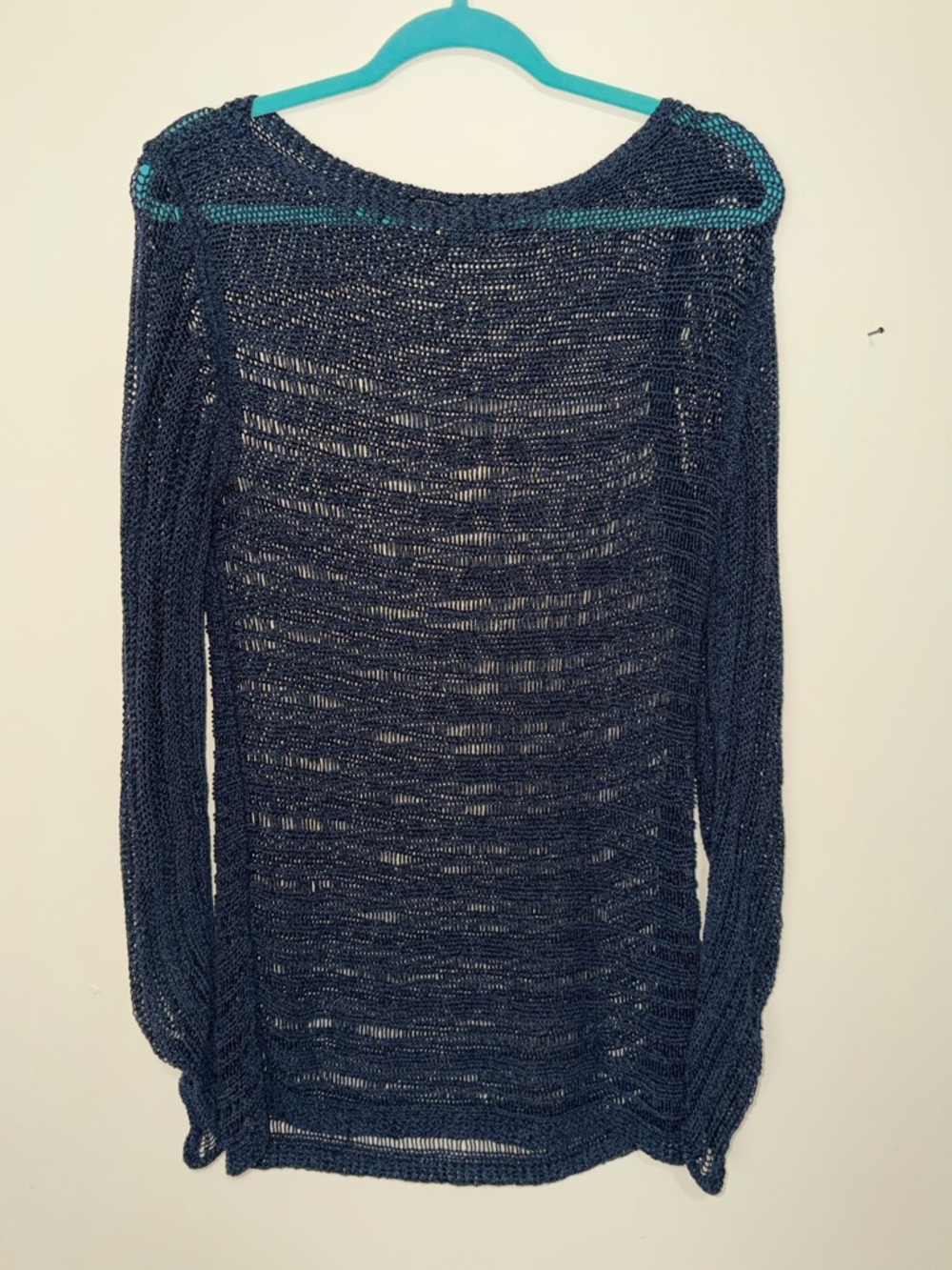 Navy Open-Knit Boatneck Sweater